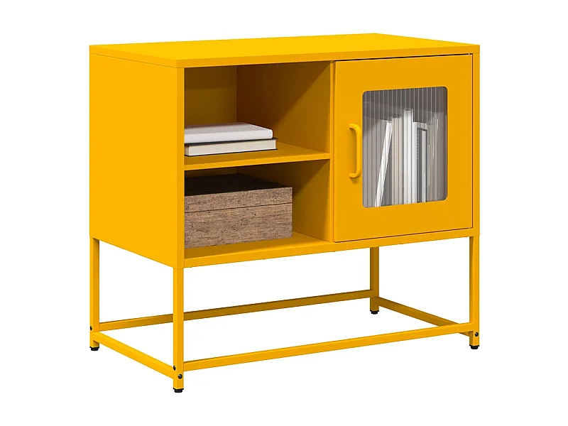 Mueble para TV  | Gabinete de TV |  Mueble de salón de acero amarillo mostaza 68x39x60,5 cm