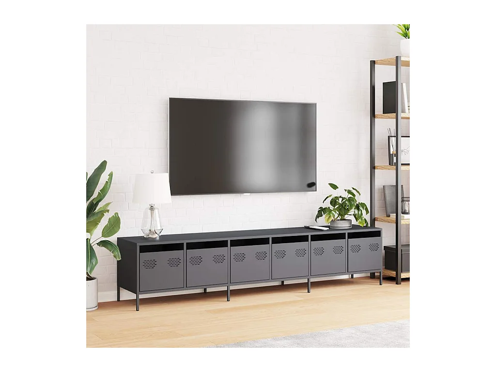 Mueble de TV | Mueble de salón acero laminado en frío antracita 202x39x43,5 cm