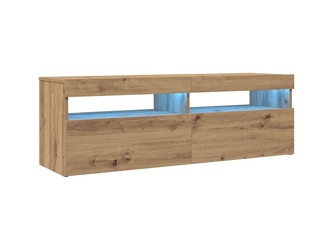 Mueble de TV | Mueble de salón luces LED madera roble artisan 120x35x40 cm
