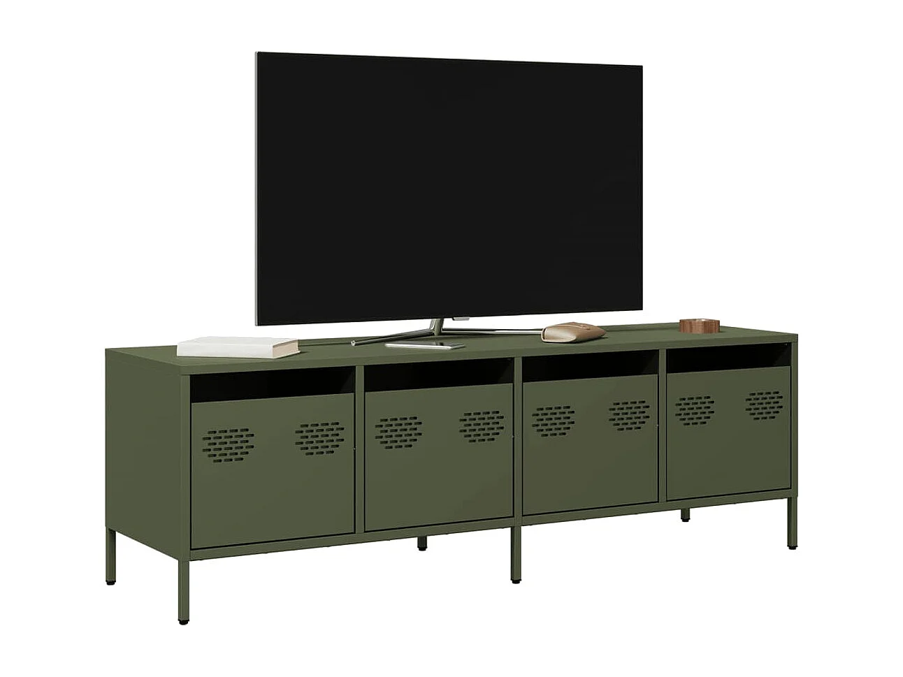 Meuble TV | Banc TV | Armoire TV vert olive 135x39x43,5 cm acier laminé à froid