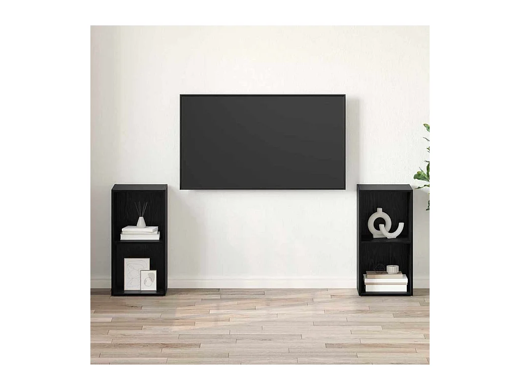 Conjunto de Mueble de TV | Mueble de salón 2 pcs Roble negro 72 x 35 x 36.5 cm