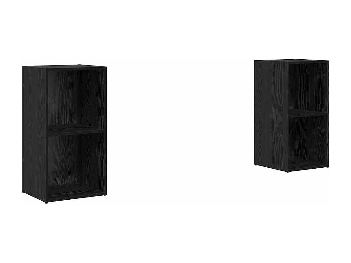 Tv-meubelset | Tv-Bank | TV-kast 2 pcs Zwart eiken 72 x 35 x 36.5 cm Bewerkt hout