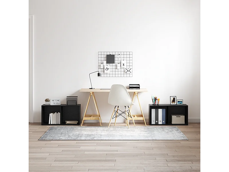 Tv-meubelset | Tv-Bank | TV-kast 2 pcs Zwart eiken 72 x 35 x 36.5 cm Bewerkt hout