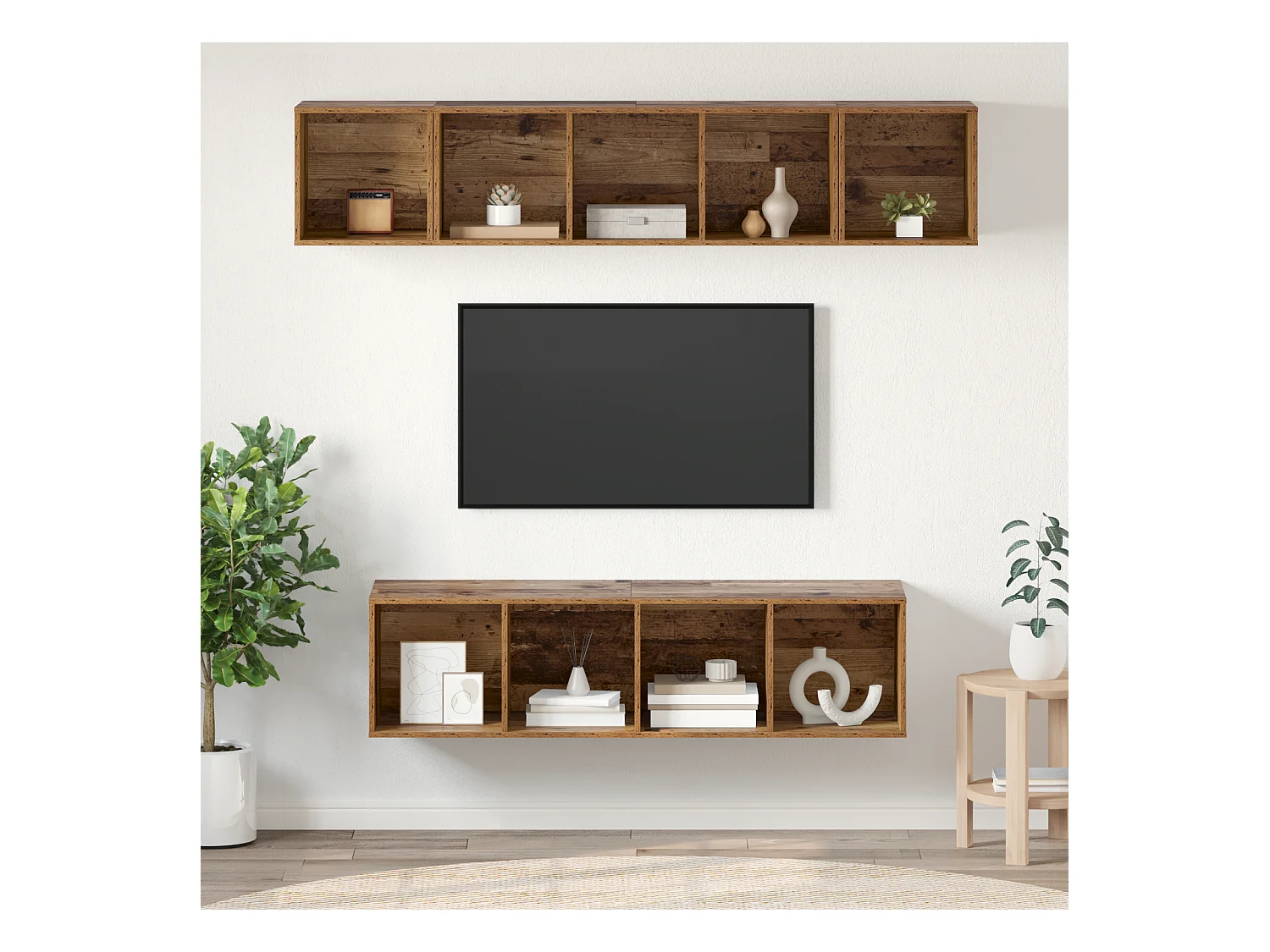 Tv-meubelset | Tv-Bank | TV-kast 4 pcs Oud hout 37 x 37 x 142.5 cm Bewerkt hout