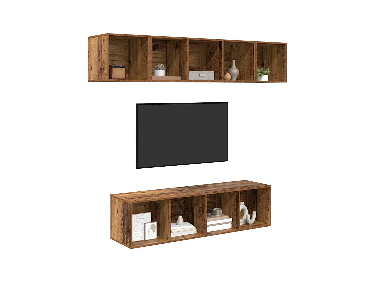 Tv-meubelset | Tv-Bank | TV-kast 4 pcs Oud hout 37 x 37 x 142.5 cm Bewerkt hout