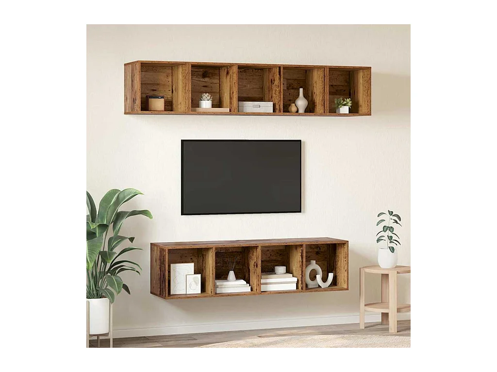Tv-meubelset | Tv-Bank | TV-kast 4 pcs Oud hout 37 x 37 x 142.5 cm Bewerkt hout