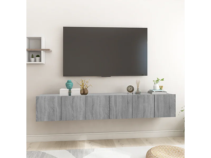 Meuble TV | Banc TV | Armoire TV suspendu Gris Sonoma 3 pcs 60x30x30 cm Bois d'ingénierie