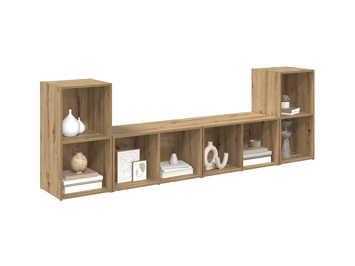 Conjunto de Mueble de TV | Mueble de salón 4 pcs Roble artisan 37 x 35 x 72 cm