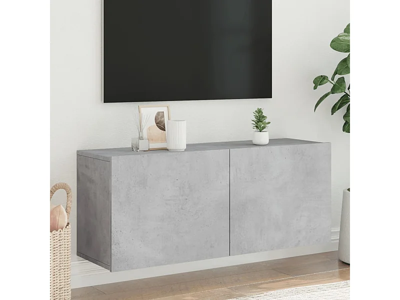 Meuble TV | Banc TV | Armoire TV mural gris béton 100x30x41 cm