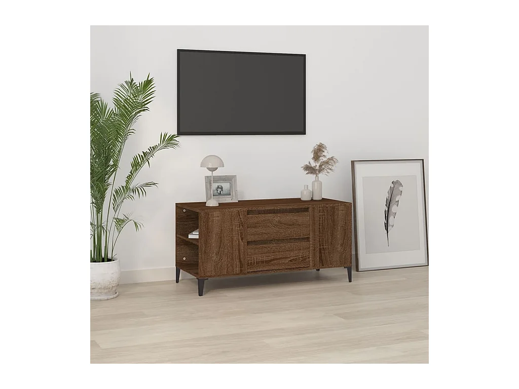 Mueble para TV  | Gabinete de TV |  Mueble de salón madera contrachapada marrón roble 102x44,5x50 cm