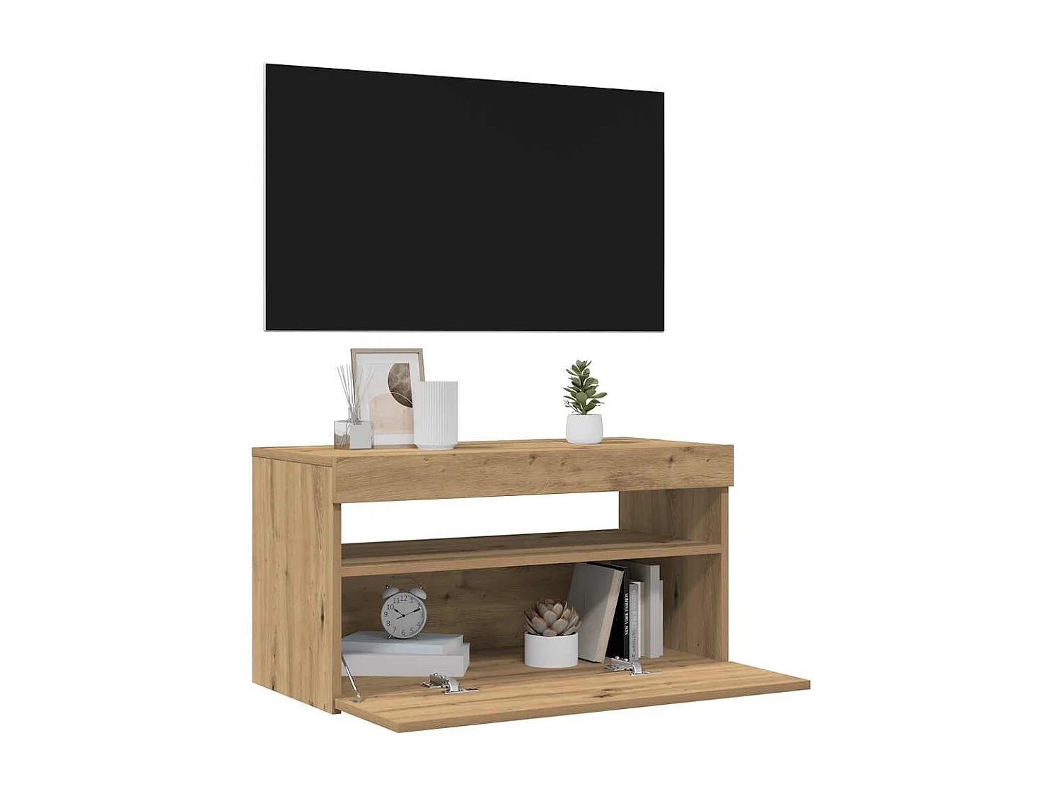 Muebles TV | Gabinetes de TV | Muebles de salón con luces LED 2 uds madera ingeniería roble artisan