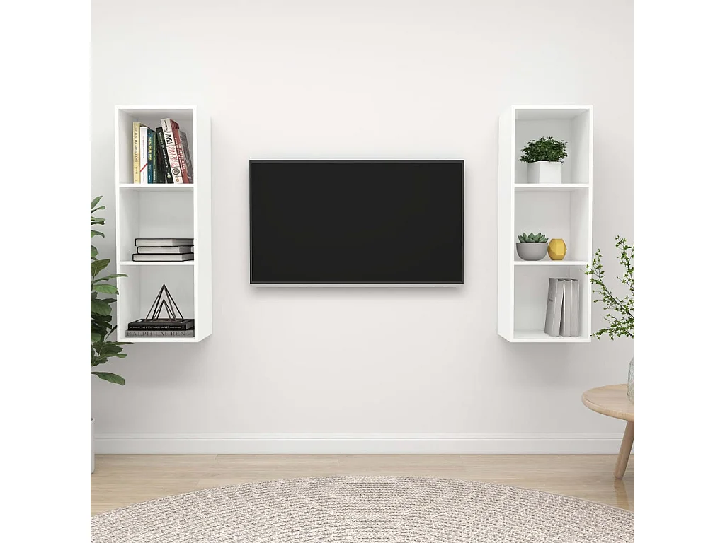 Meubles TV | Bancs TV | Armoires TV muraux 2 pcs Blanc Bois d'ingénierie