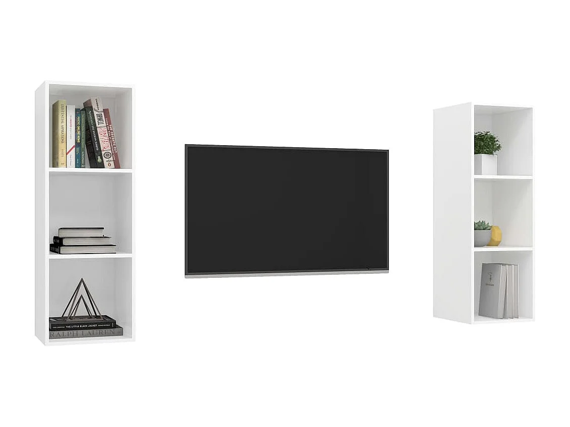 Meubles TV | Bancs TV | Armoires TV muraux 2 pcs Blanc Bois d'ingénierie