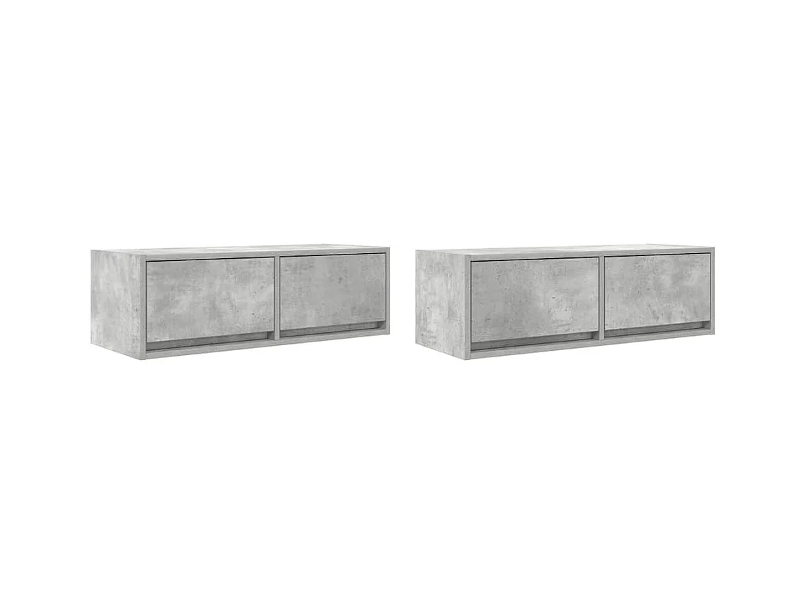 Tv-meubels | Tv-Banken | TV-kasten 2 st 80x31x25,5 cm bewerkt hout betongrijs