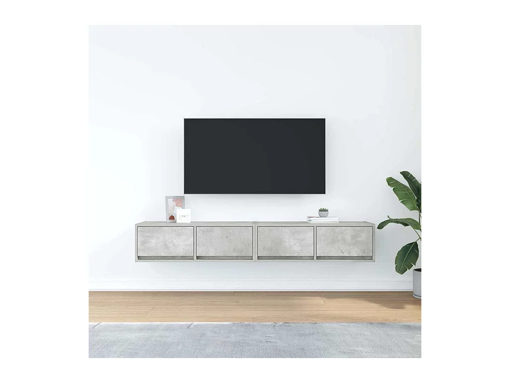 Tv-meubels | Tv-Banken | TV-kasten 2 st 80x31x25,5 cm bewerkt hout betongrijs
