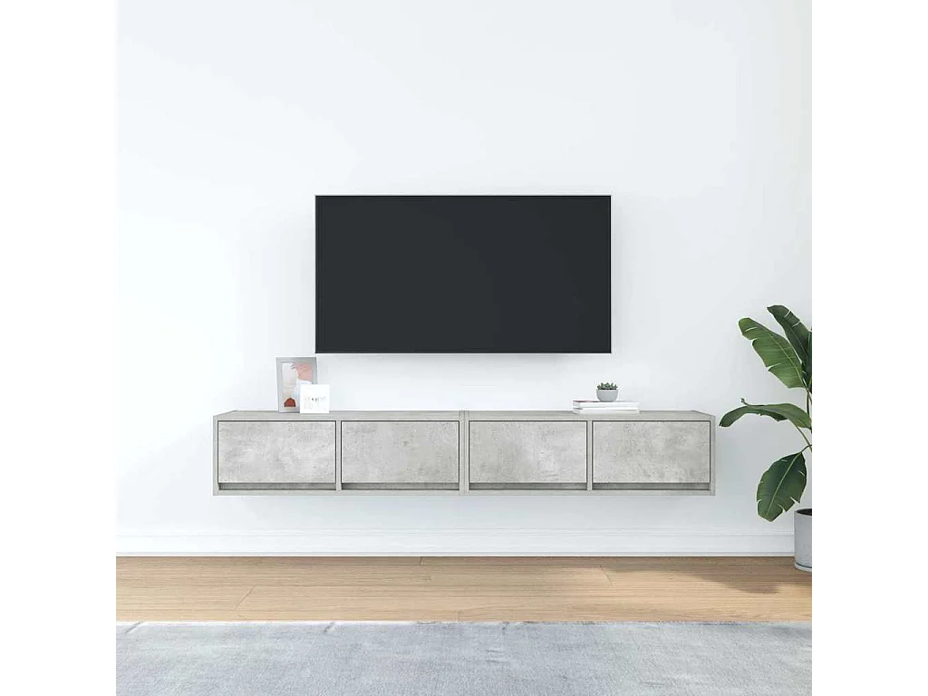 Tv-meubels | Tv-Banken | TV-kasten 2 st 80x31x25,5 cm bewerkt hout betongrijs