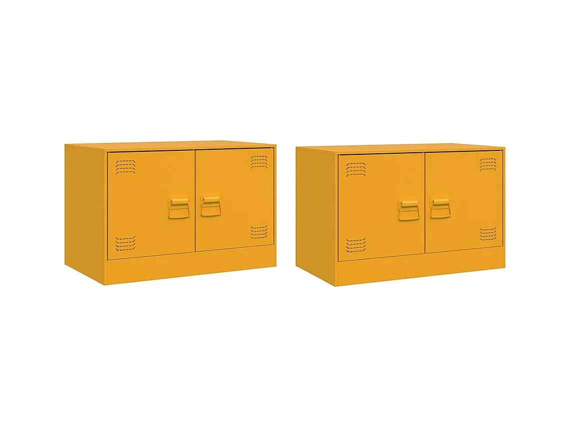 muebles para TV  | Gabinetes de TV |  Muebles de salón 2 unidades acero amarillo mostaza 67x39x44 cm