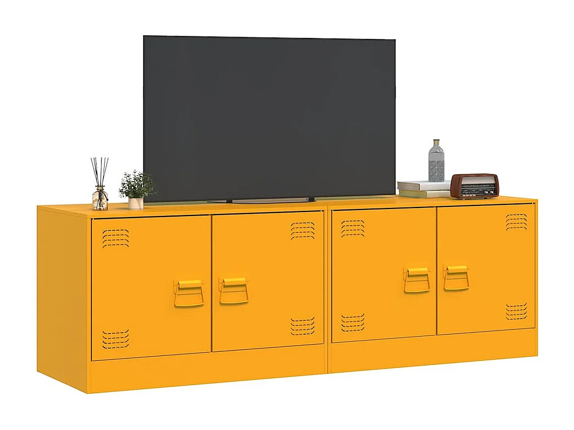 muebles para TV  | Gabinetes de TV |  Muebles de salón 2 unidades acero amarillo mostaza 67x39x44 cm