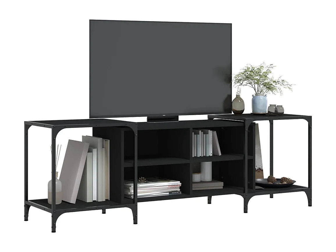 Mueble de TV | Mueble de salón de madera de ingeniería negro 153x37x50 cm