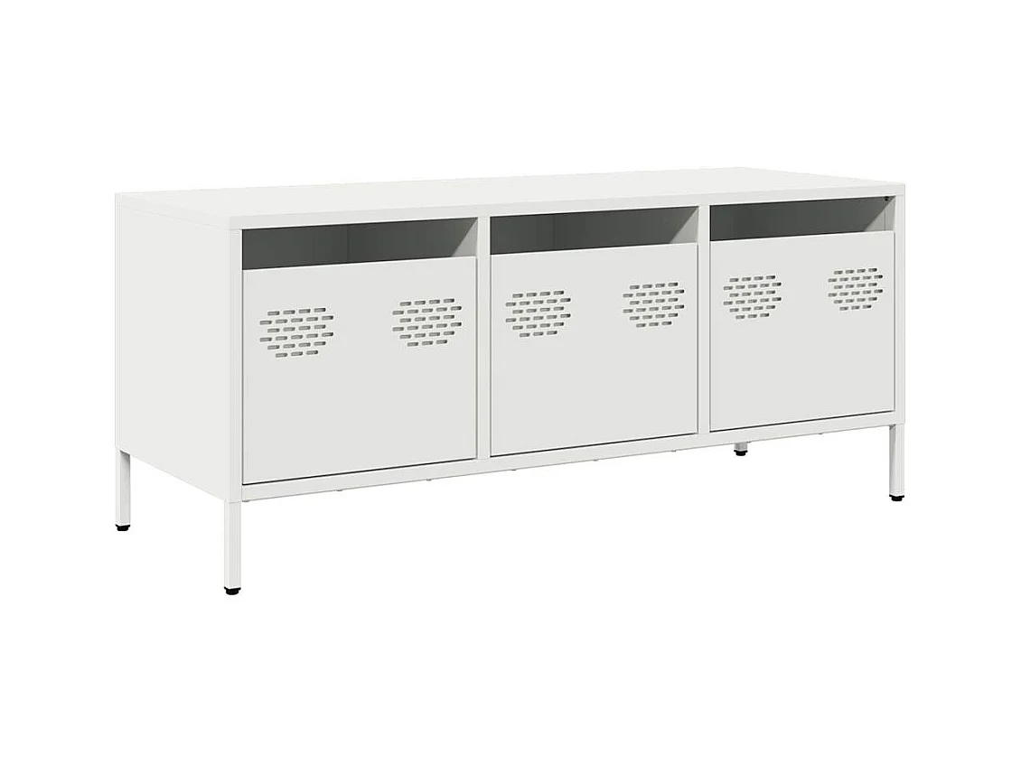 Mueble para TV  | Gabinete de TV |  Mueble de salón acero laminado en frío blanco 101,5x39x43,5 cm