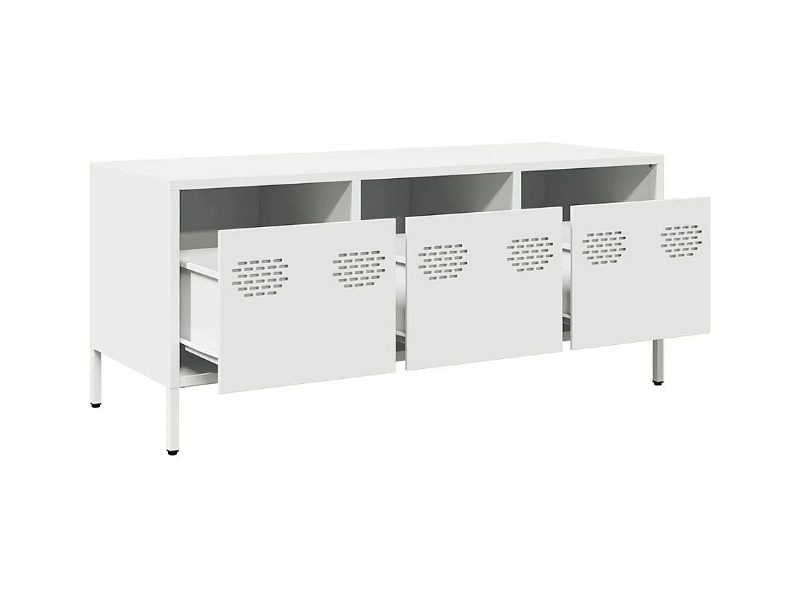 Mueble para TV  | Gabinete de TV |  Mueble de salón acero laminado en frío blanco 101,5x39x43,5 cm