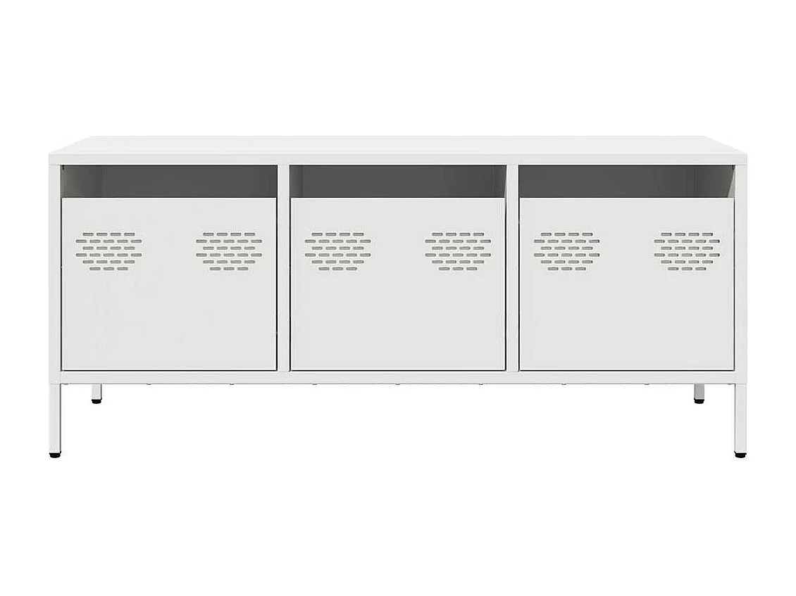 Meuble TV | Banc TV | Armoire TV blanc 101,5x39x43,5 cm acier laminé à froid