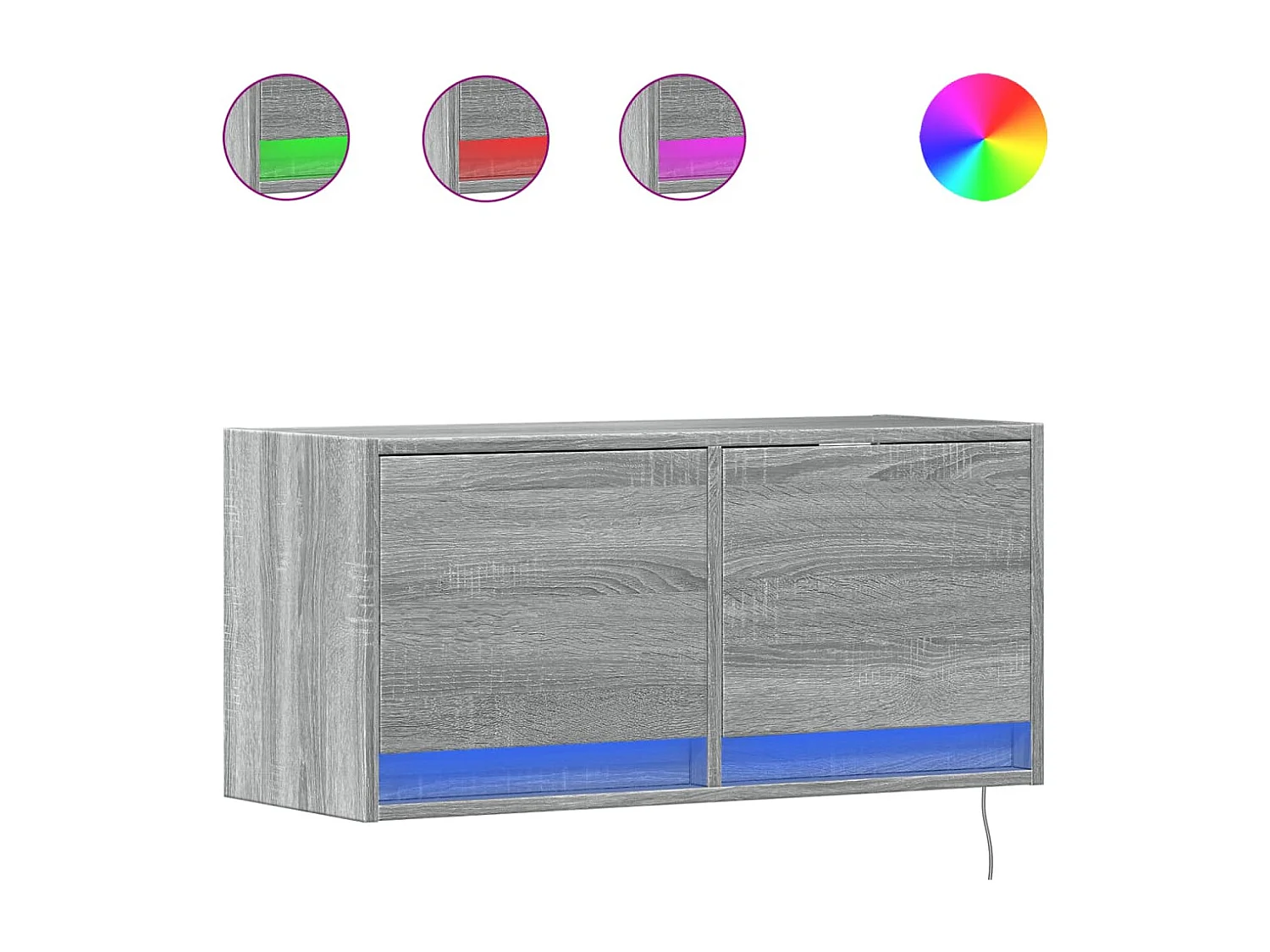 Tv-wandmeubel | TV-kast | Tv-Bank met LED 80x31x35 cm grijs sonoma eikenkleurig