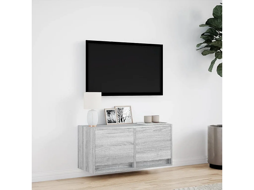 Tv-wandmeubel | TV-kast | Tv-Bank met LED 80x31x35 cm grijs sonoma eikenkleurig