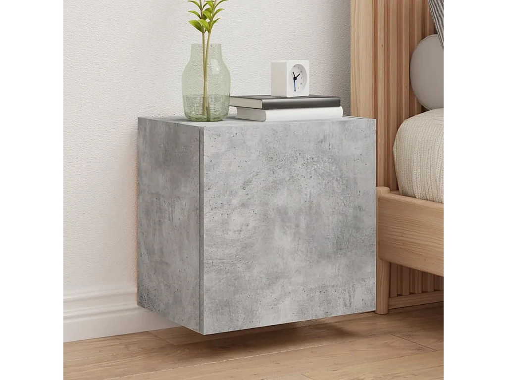 Meuble TV | Banc TV | Armoire TV mural gris béton 40,5x30x40 cm bois d'ingénierie