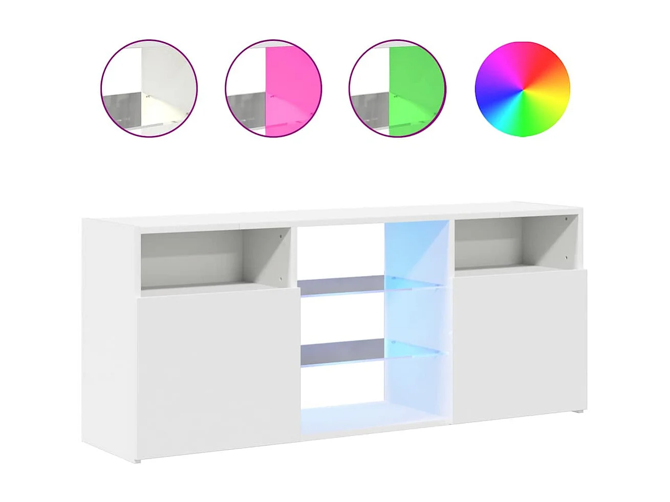 Meuble TV | Banc TV | Armoire TV avec lumières LED blanc 120x30x50 cm