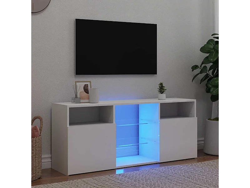 Meuble TV | Banc TV | Armoire TV avec lumières LED blanc 120x30x50 cm