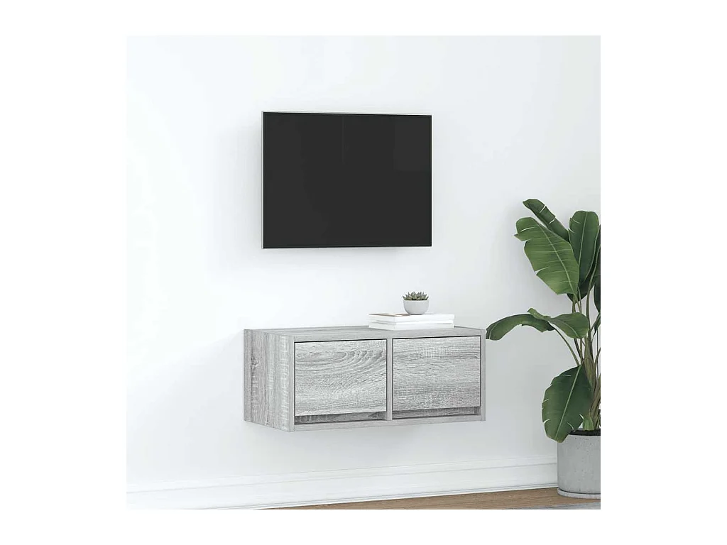 Tv-meubel | Tv-Bank | TV-kast60x31x25,5 cm bewerkt hout grijs sonoma eikenkleurig