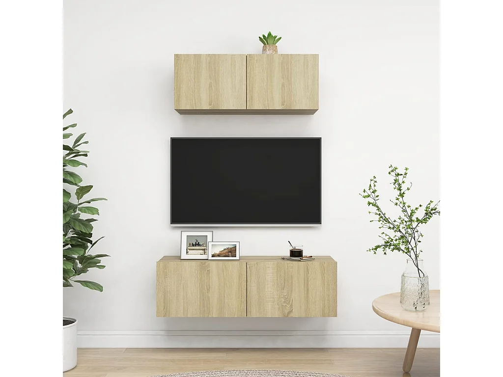 Ensemble de meuble TV | Banc TV | Armoire TV 2 pcs Chêne sonoma Bois d'ingénierie