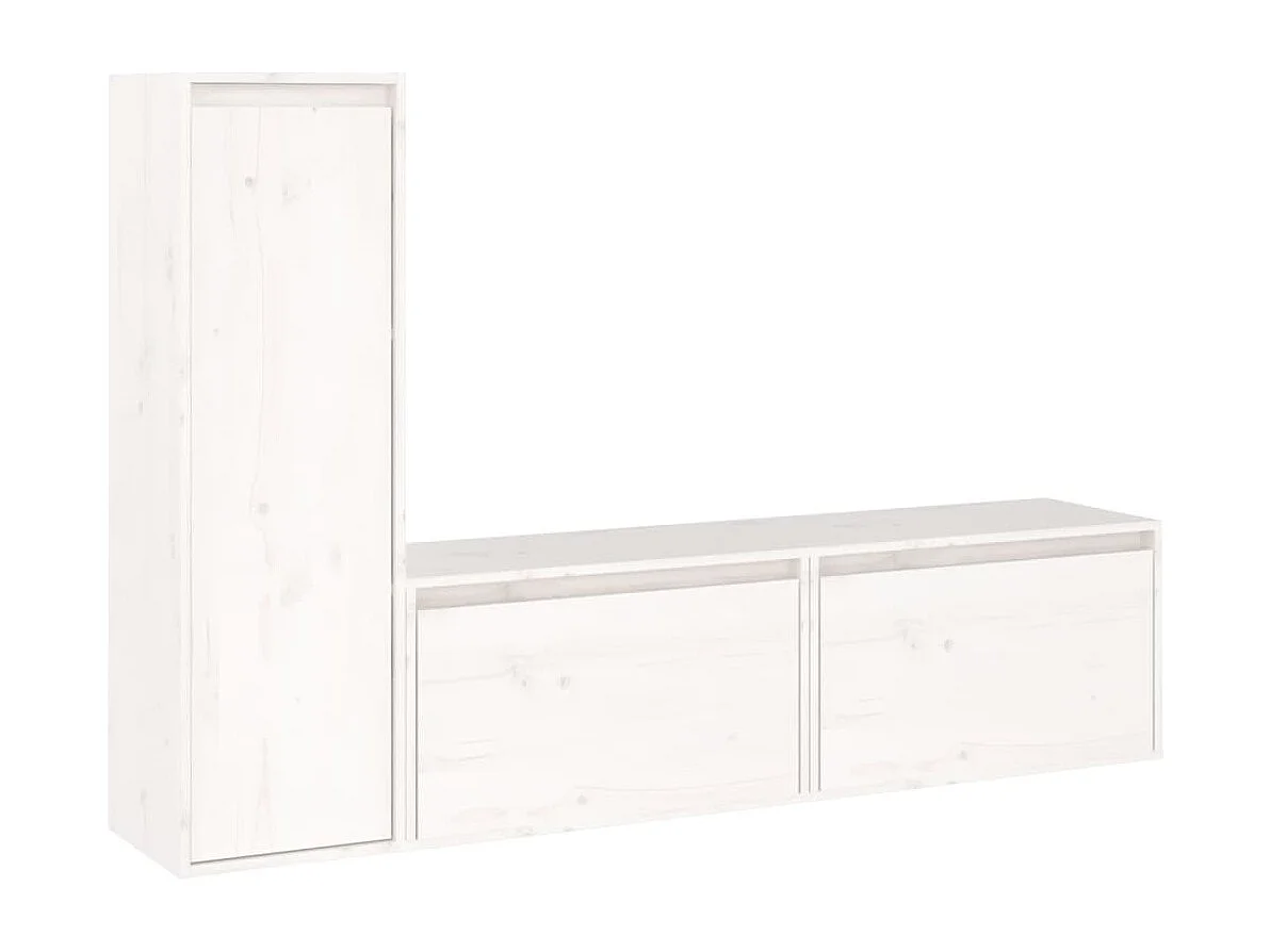 Meubles TV | Bancs TV | Armoires TV 3 pcs Blanc Bois massif de pin