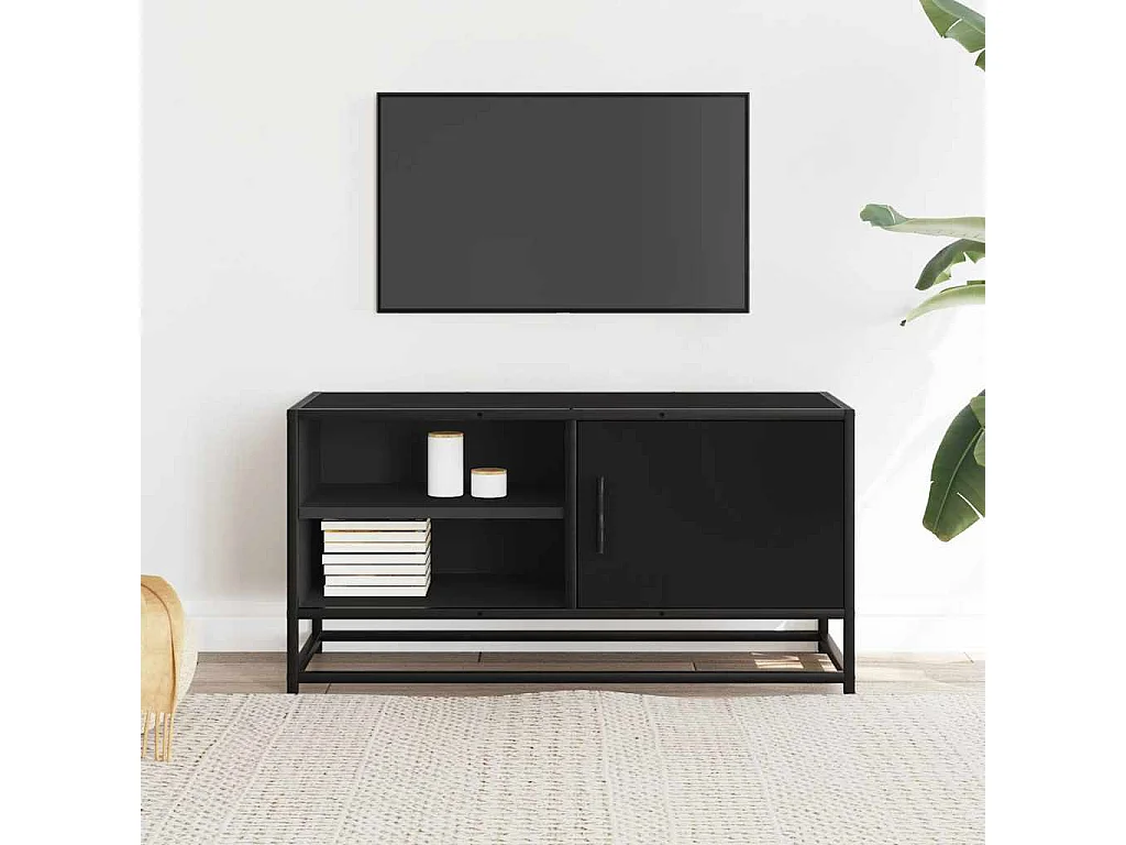 Mueble de TV | Mueble de salón madera de ingeniería y metal negro 80x34,5x40 cm