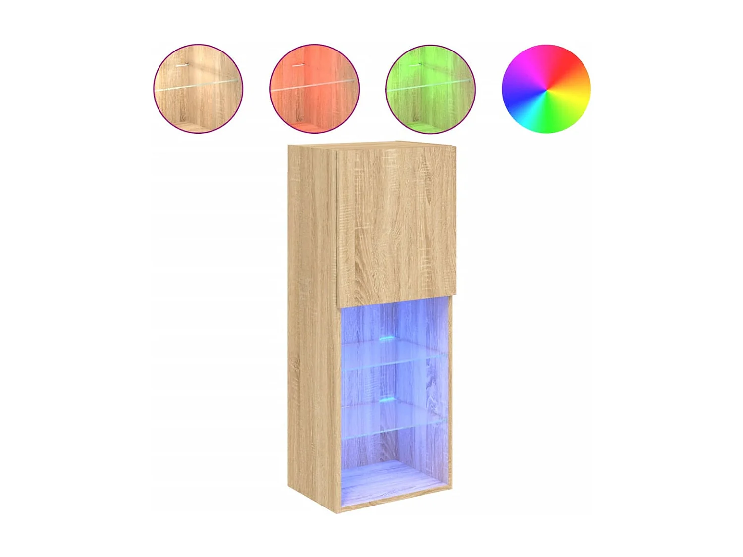 Meuble TV | Banc TV | Armoire TV avec lumières LED chêne sonoma 40,5x30x102 cm