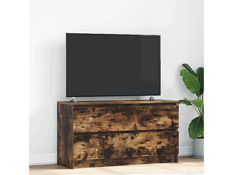Tv-meubel | Tv-Bank | TV-kast100x35x54 cm bewerkt hout gerookt eikenkleurig