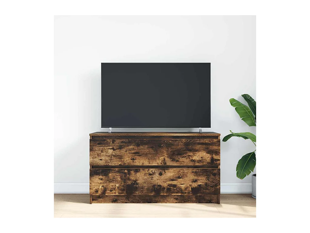 Tv-meubel | Tv-Bank | TV-kast100x35x54 cm bewerkt hout gerookt eikenkleurig