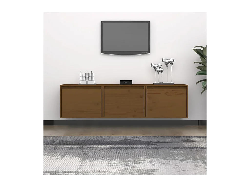 muebles para TV  | Gabinetes de TV |  Muebles de salón 3 piezas madera maciza de pino marrón miel