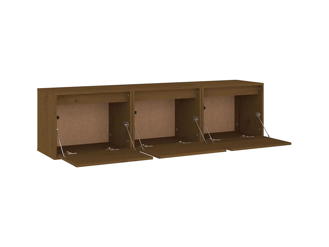 muebles para TV  | Gabinetes de TV |  Muebles de salón 3 piezas madera maciza de pino marrón miel