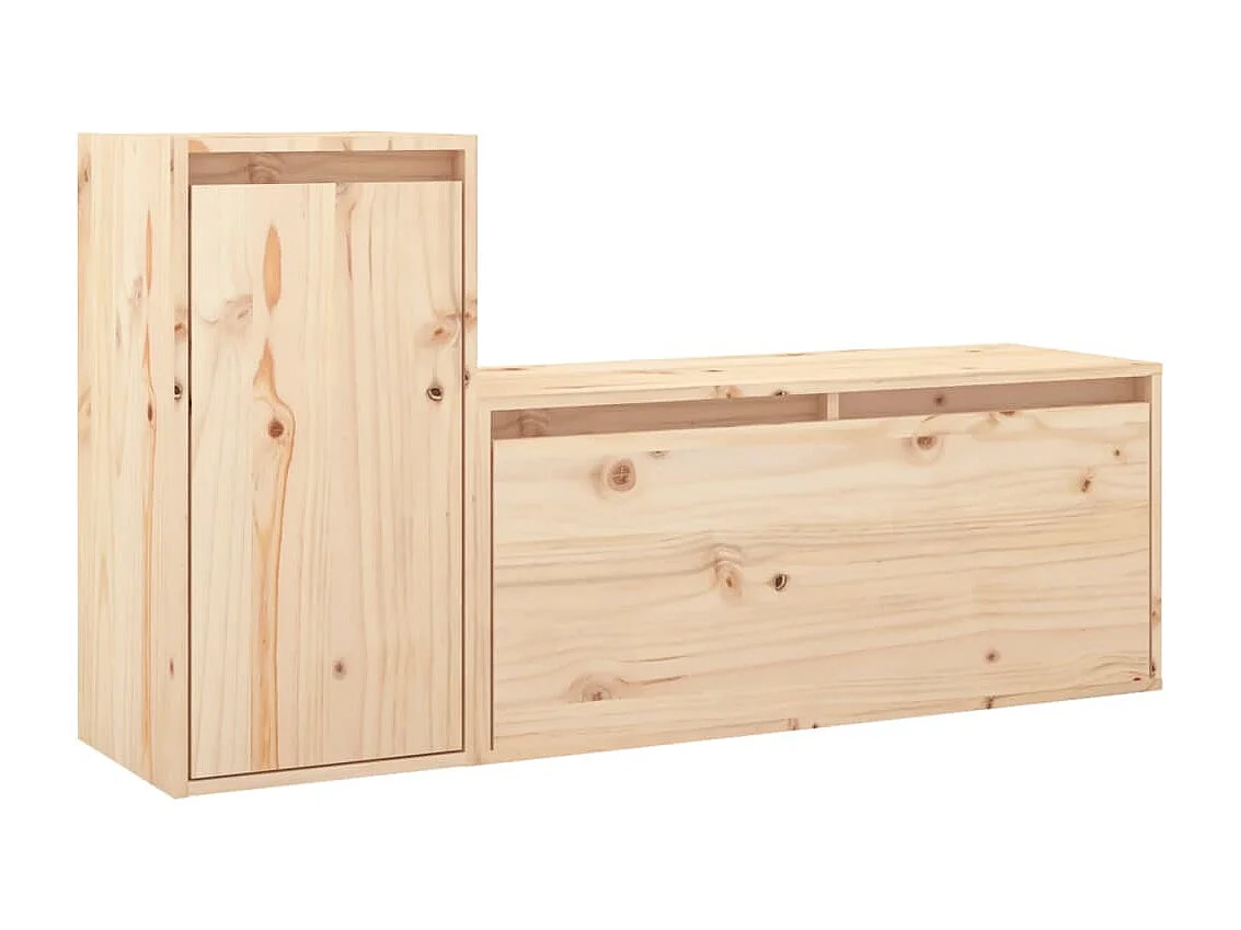 Meubles TV | Bancs TV | Armoires TV 2 pcs Bois massif de pin