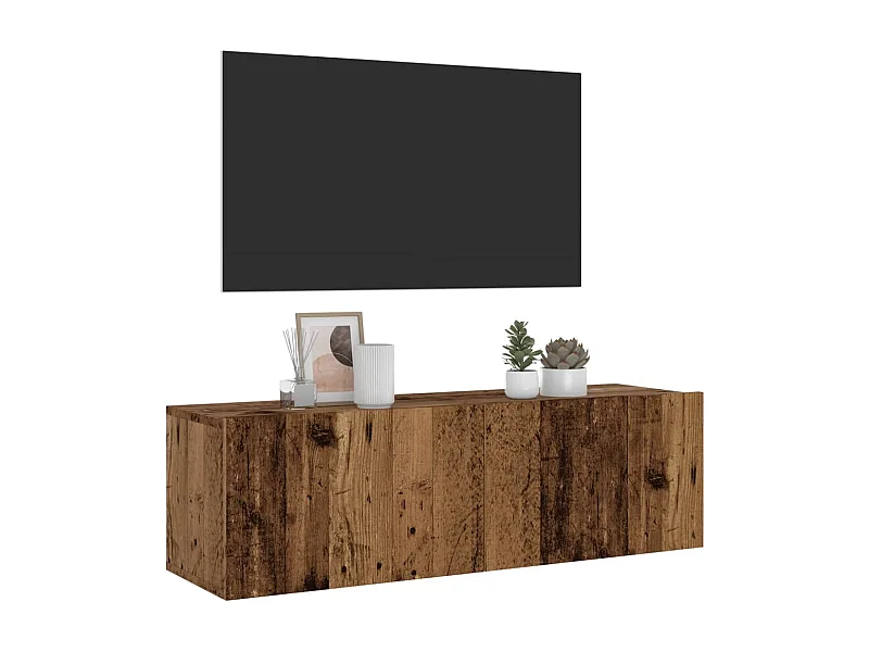 Tv-wandmeubel | TV-kast | Tv-Bank 100x30x30 cm bewerkt hout oud houtkleurig