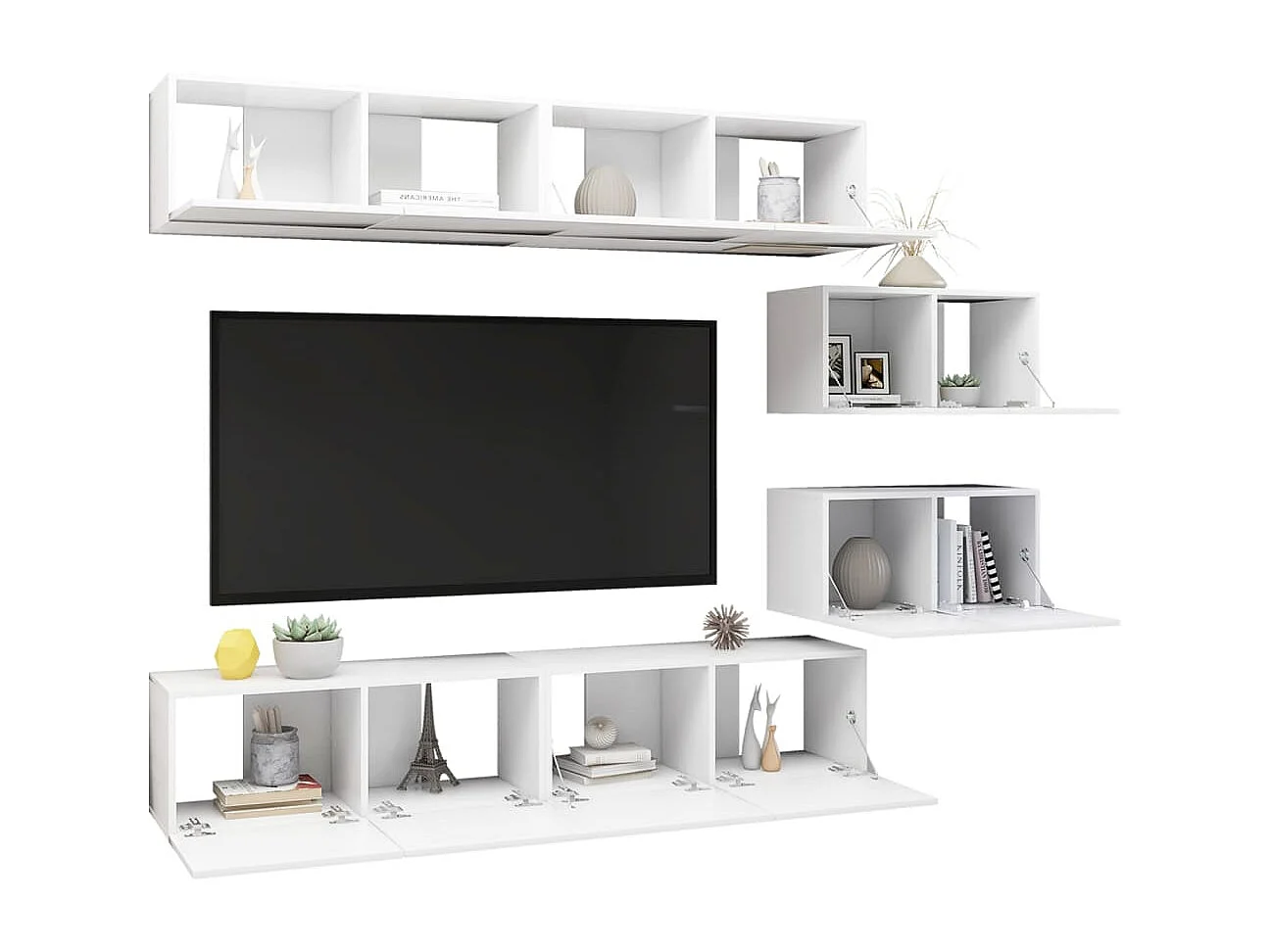 Ensemble de meubles TV | Bancs TV | Armoires TV 6 pcs Blanc Bois d'ingénierie