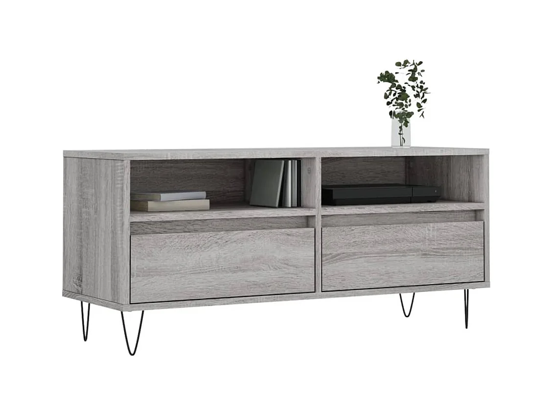 Mueble de TV | Mueble de salón madera contrachapada gris Sonoma 100x34,5x44,5 cm