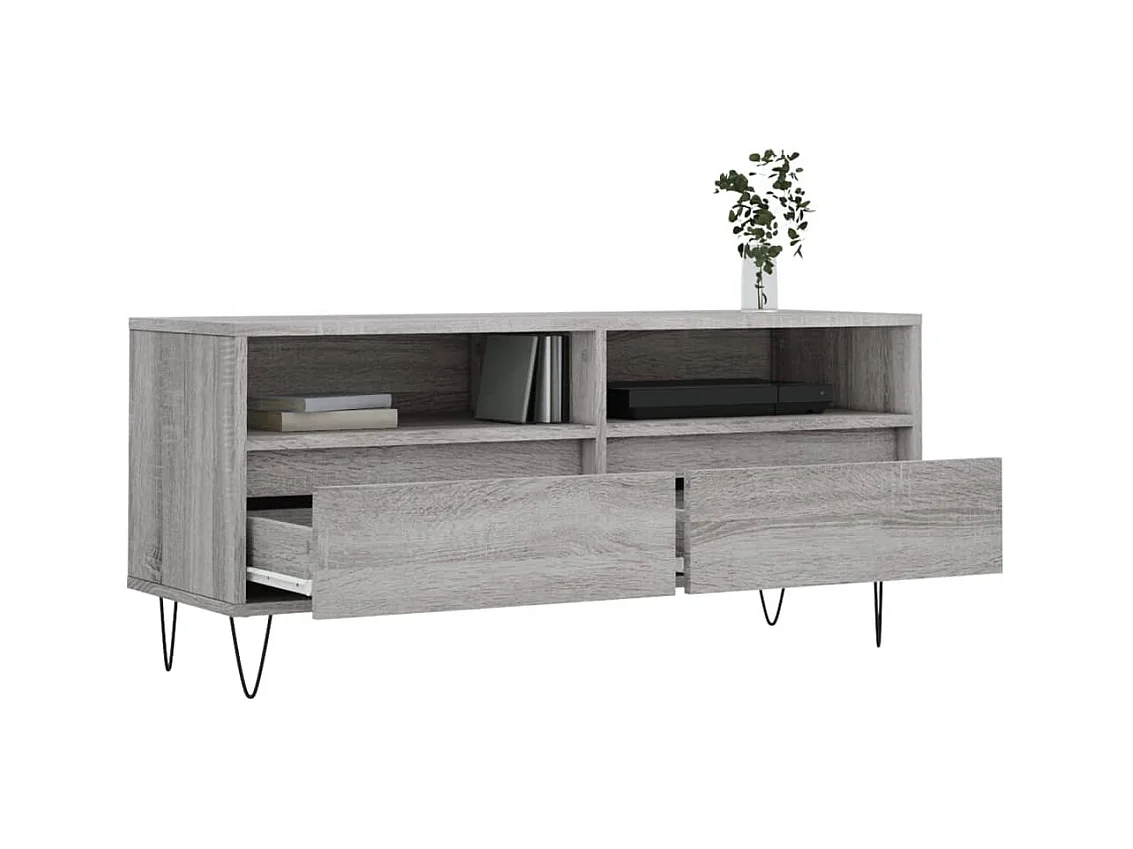 Mueble de TV | Mueble de salón madera contrachapada gris Sonoma 100x34,5x44,5 cm