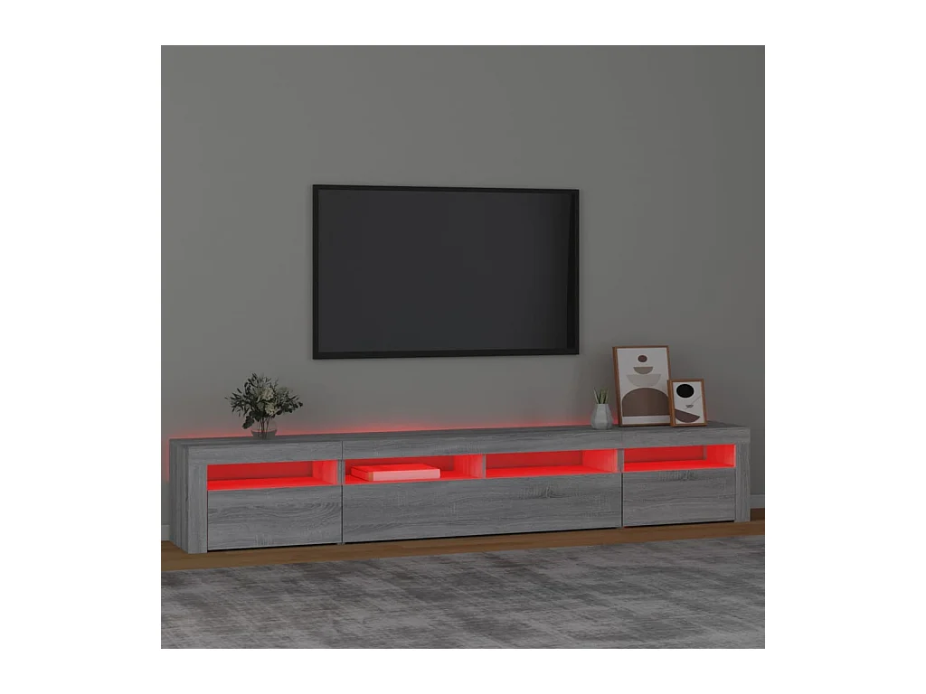 Mueble de TV | Mueble de salón con luces LED gris Sonoma 240x35x40 cm