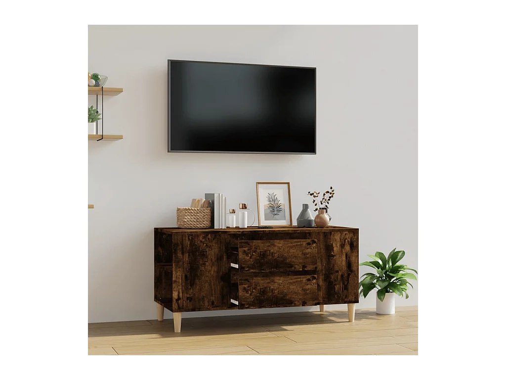 Mueble de TV | Mueble de salón madera contrachapada roble ahumado 102x44,5x50 cm