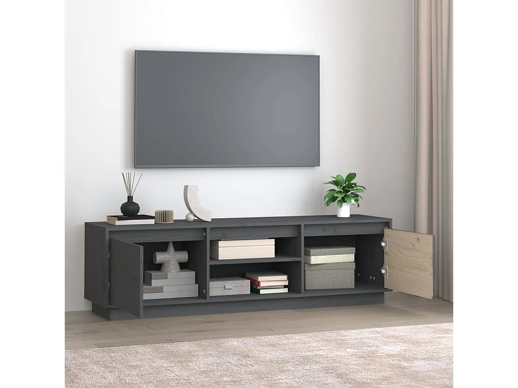 Meuble TV | Banc TV | Armoire TV Gris 140x35x40 cm Bois de pin massif