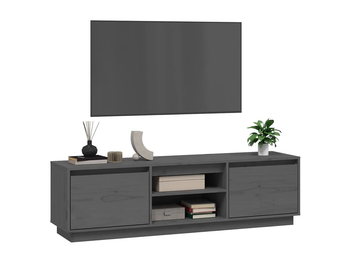Meuble TV | Banc TV | Armoire TV Gris 140x35x40 cm Bois de pin massif