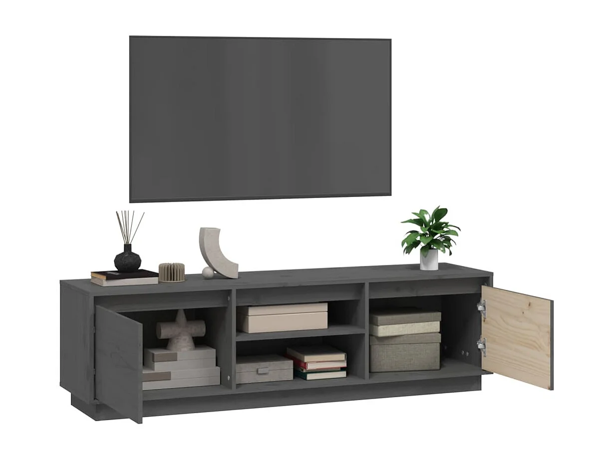 Meuble TV | Banc TV | Armoire TV Gris 140x35x40 cm Bois de pin massif